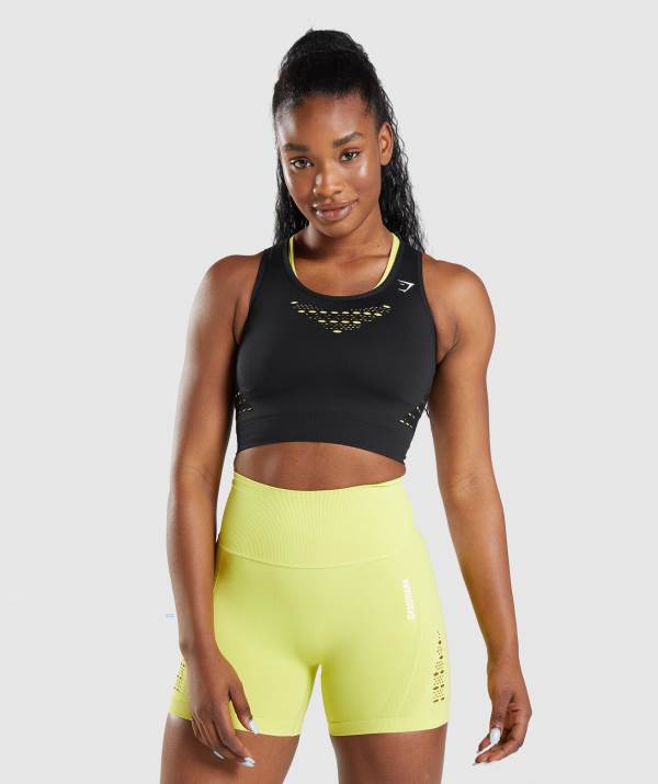 Damske Crop Top Gymshark Energy Seamless Čierne | GI5384270
